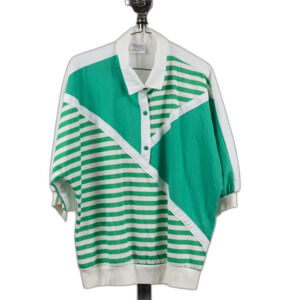 Remo of California vintage 80s green white striped windbreaker tracksuit size L